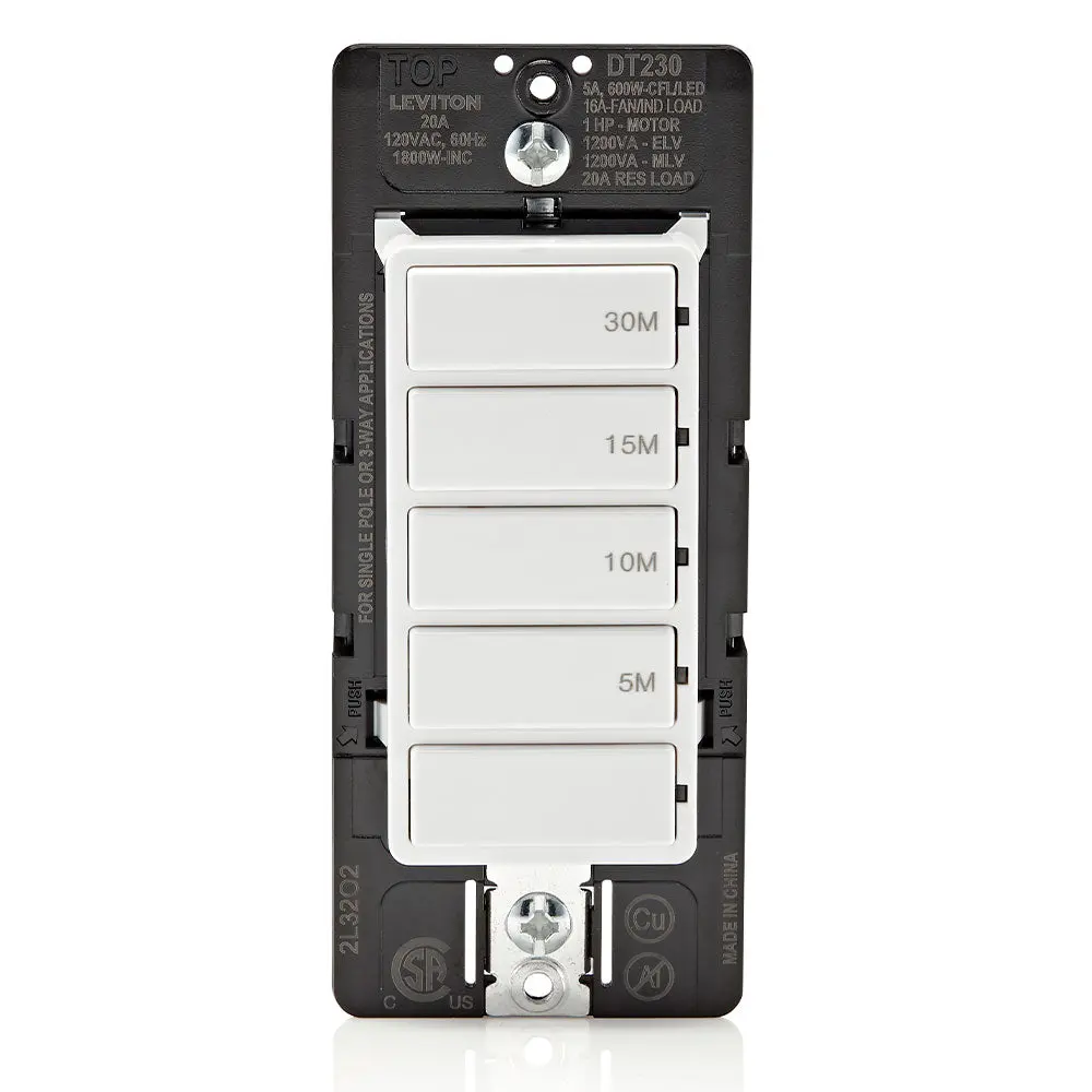 Dt230-1Lw Decora In-Wall 30-Minute Countdown Timer Switch, 20A 1