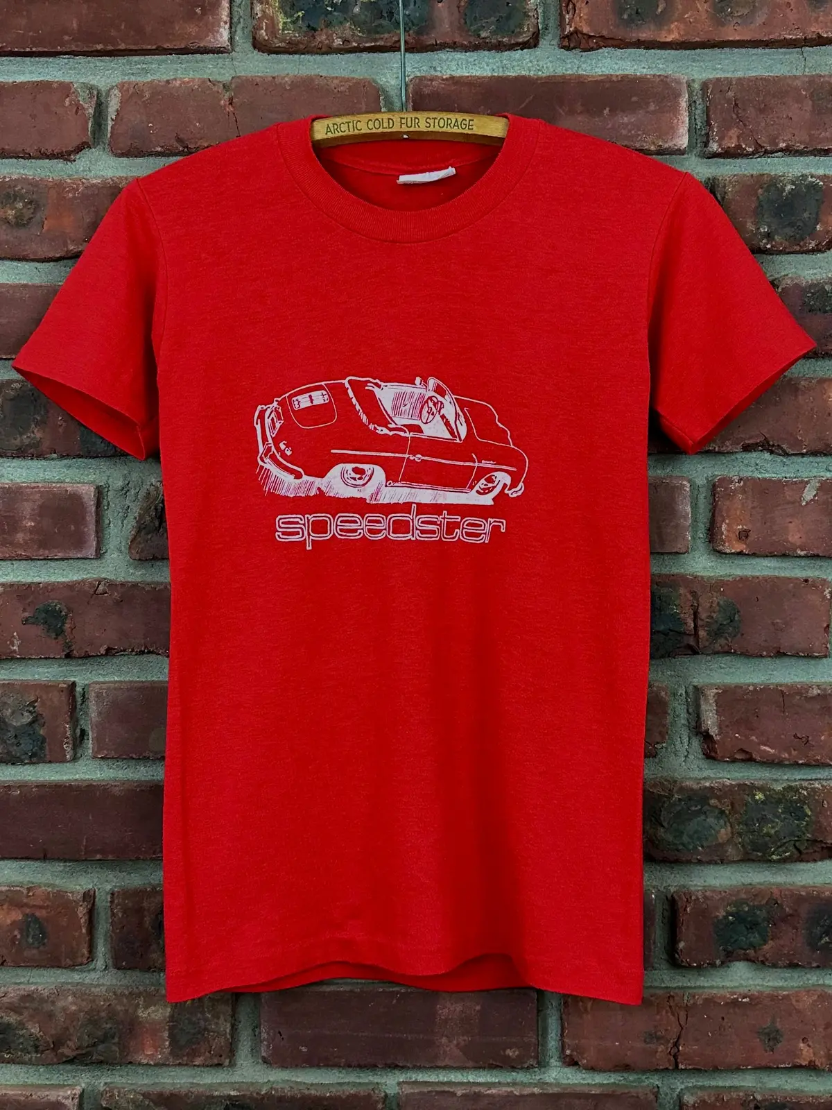 Vintage 80S 1980S Porsche 356 Speedster T-Shirt German Car European Automotive Auto Racing Soft Red Stedman Label Mens Xs Extra Small 2