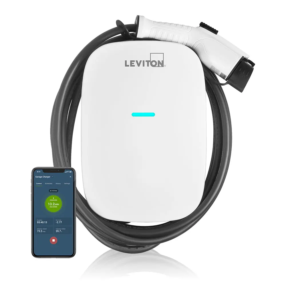 Ev32w 32 Amp Level 2 Electric Vehicle Charging Station With Wi-Fi, Works With My Leviton App 1