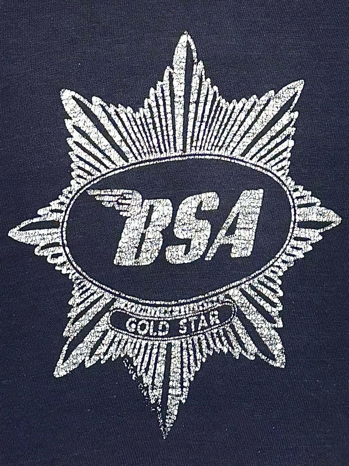 Vintage 70S 1970S Bsa Gold Star Motorcycles T-Shirt Biker Hanes Faded Navy Blue Mens Small S 1