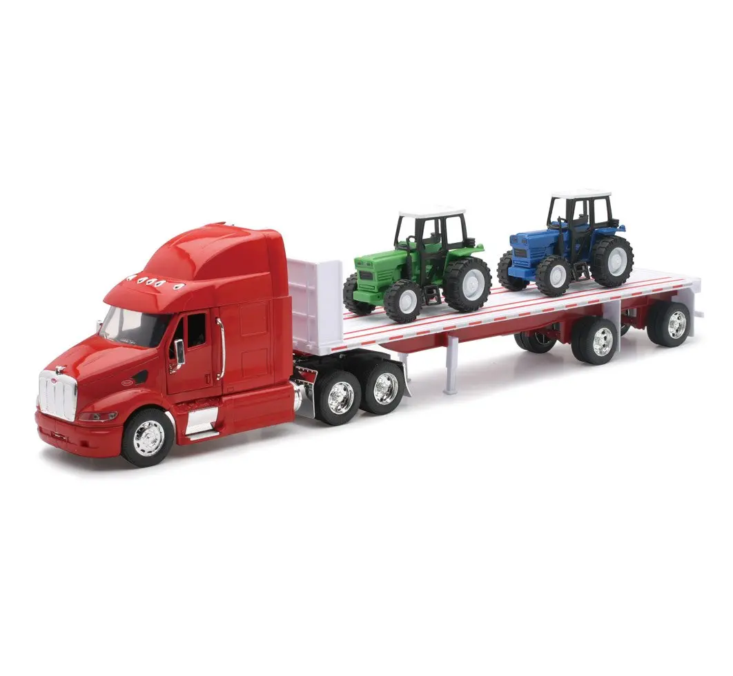 Toy (10283) Peterbilt Flatbed W/Farm Tractor (6) 1