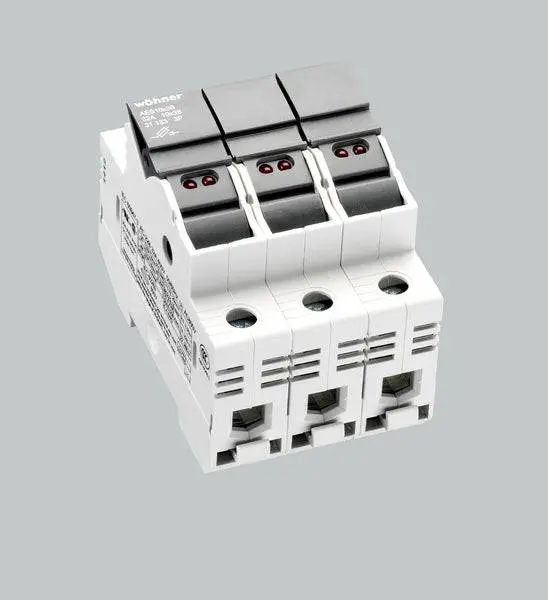 Din Rail & Fuse Holders 3 Pole Din Rail Fuseholder -Ind Light 1