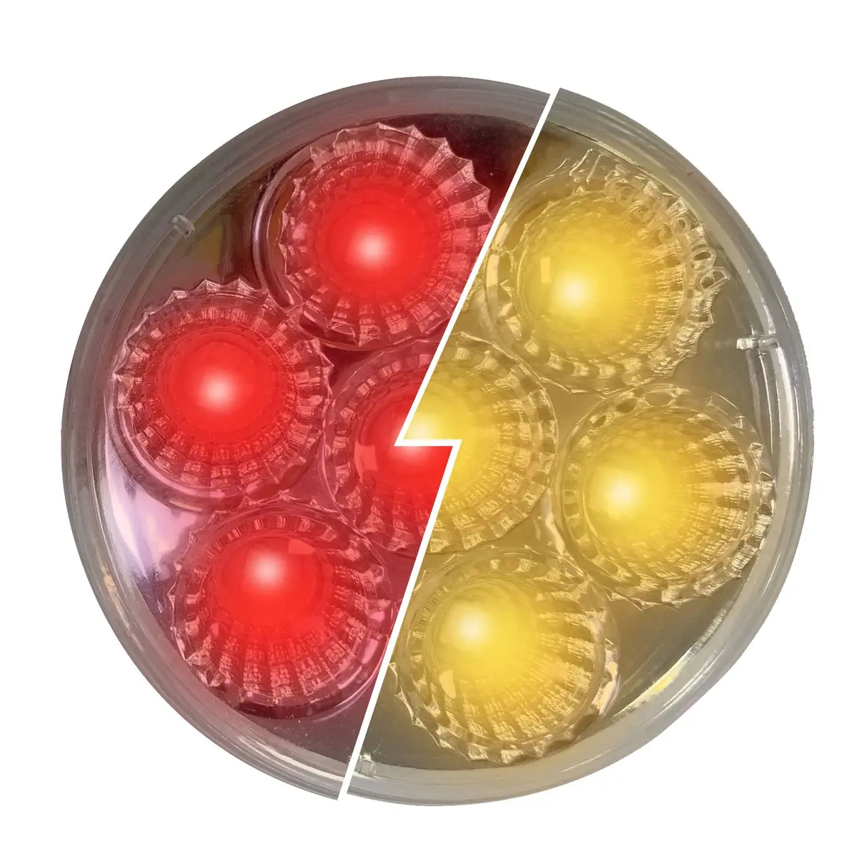 Fortpro 2 1/2” Round Dual Function Multivoltage Led Lights - Red & Ambar Led/Clear Lens | F238704 1