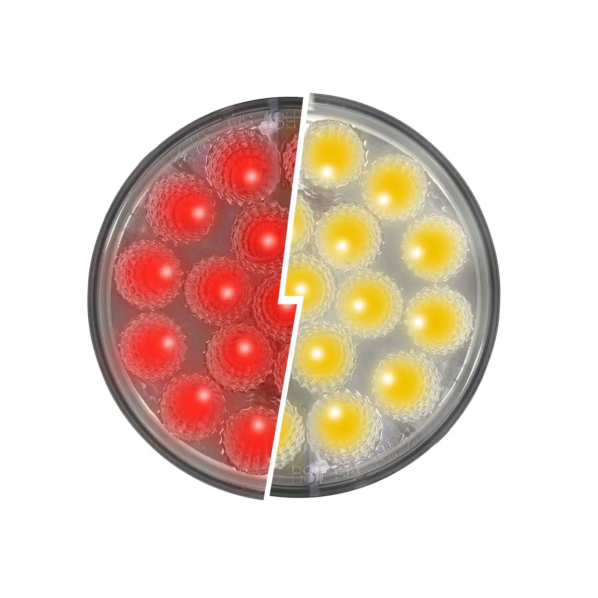 Fortpro 4” Round Dual Function Multivoltage Led Lights - Red & Ambar Led/Clear Lens | F238708 1