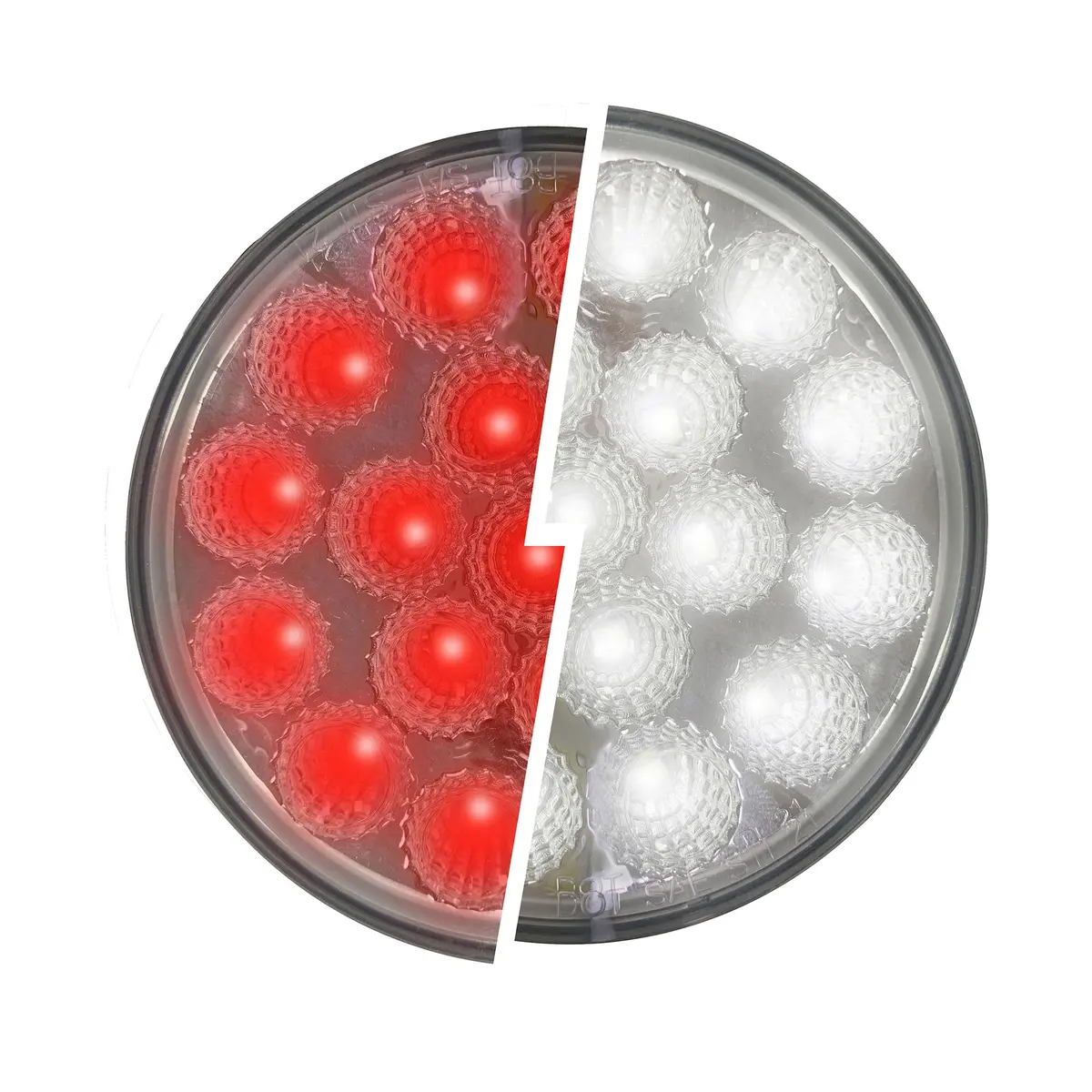 Fortpro 4” Round Dual Function Multivoltage Led Lights - Red & White Led/Clear Lens | F238707 1
