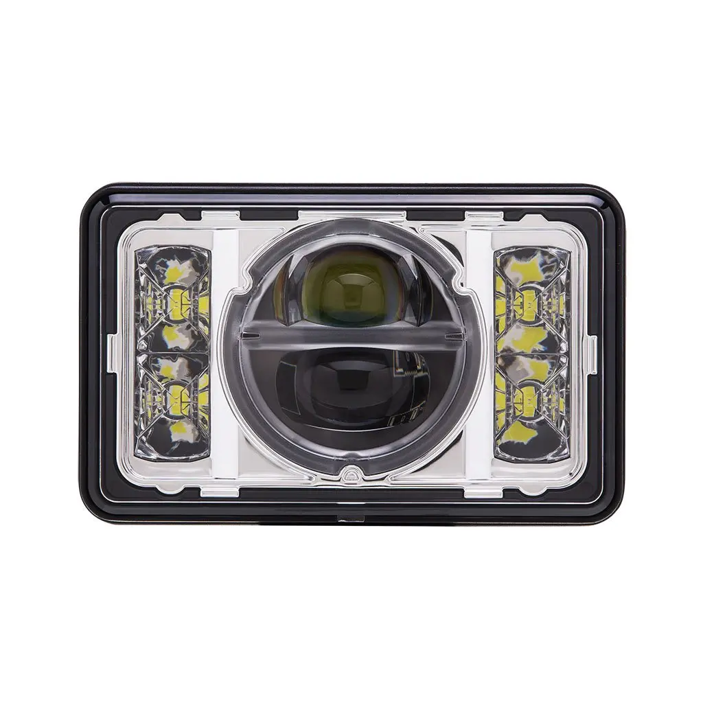 4"X6" Led Chrome Headlight Projector Hi-Lo Beam For Peterbilt 357, 378, 379 1