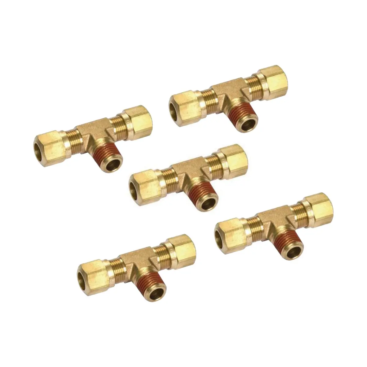 Fortpro Air Brake Nta Compression Fitting Male Branch Tee, 1/2" Tube & 1/2" Tube & 3/8" Thread, Replaces 38141 - 5 Pack | F229063 1