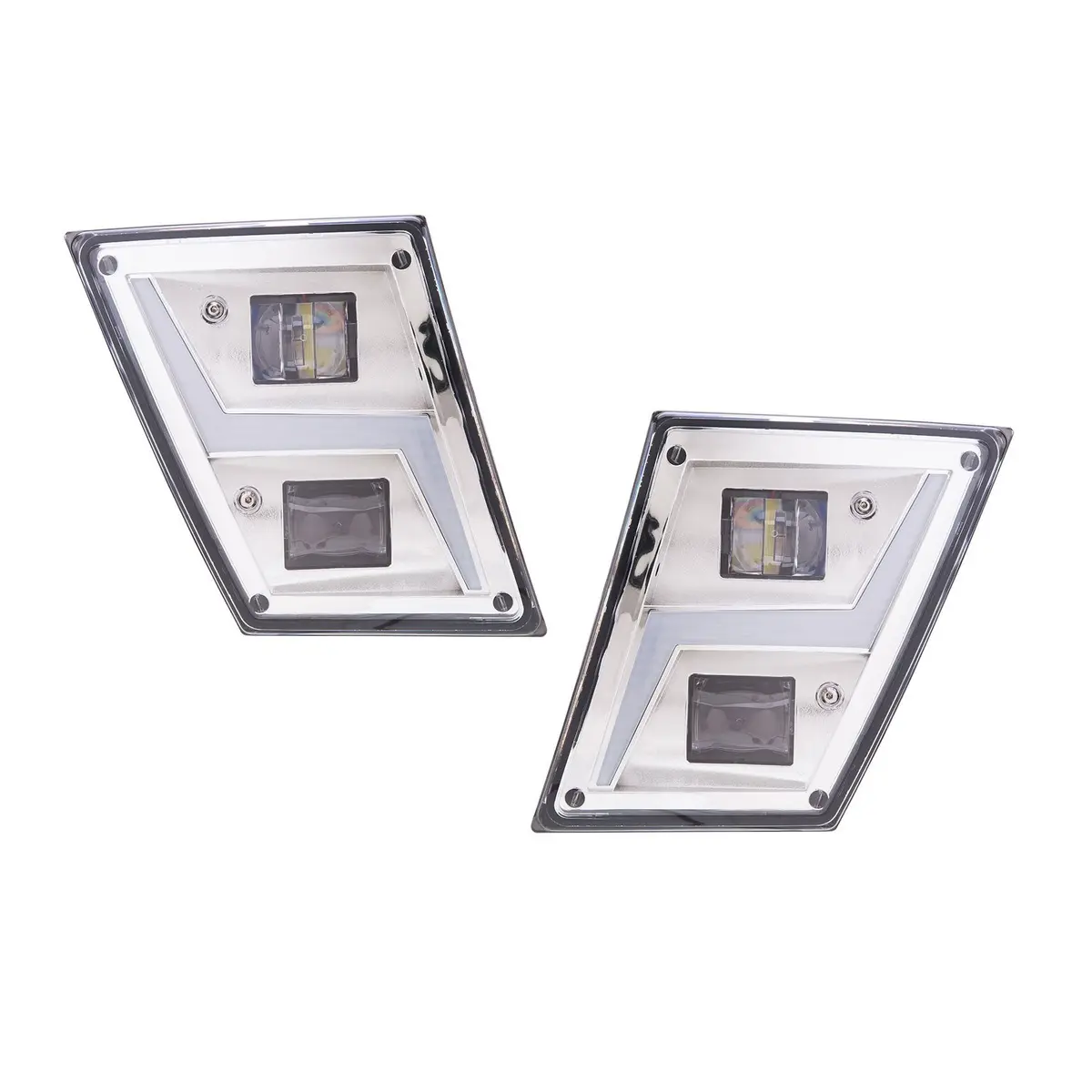 Fortpro Chrome Fog Led Lights Compatible With Volvo Vnl - Both Sides 1