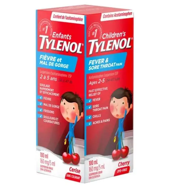 Hyg Tylenol Chlrdn Fever+Sore Throat Cherry 100Ml 1