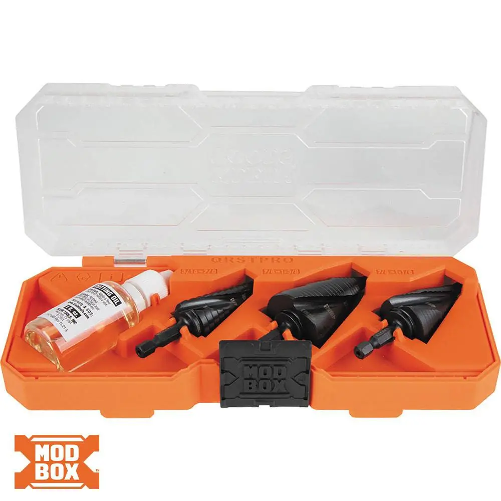 Qrstspro Premium Electrician's Quick Release Step Bit Set, 3 Piece 1
