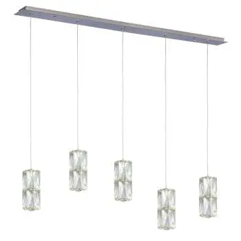 Estella 36"L Led Island Chandelier, Chrome Finish, Clear K9 Crystal, 2700 Lumens, 4000K, Dimmable - Sleek Chrome Design With Brilliant Clear Crystals, Perfect For Modern Kitchens, 2700 Lumens, 4000K, Adjustable Brightness 1
