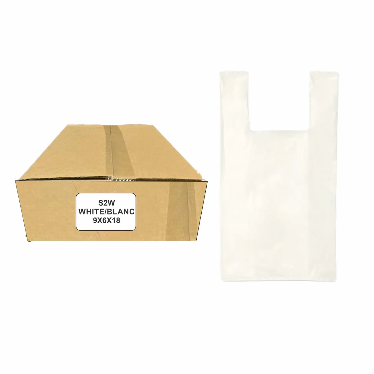 T-Shirt Bag Sm 9" X 6" X 18"  950/Cs (Ld-White) 1