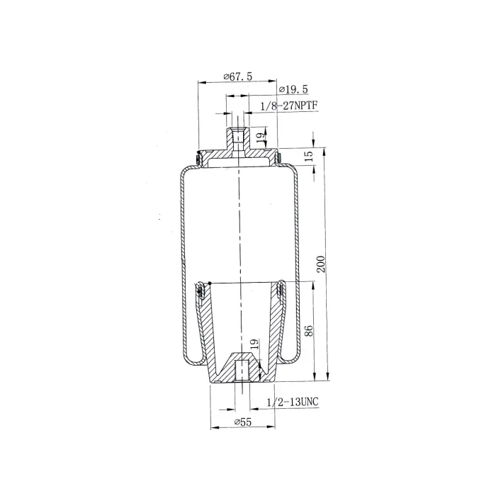 Fortpro Cab Air Spring Replaces 7017, 1S5-055, 227Qs38 For Mack Trucks | F245575 1