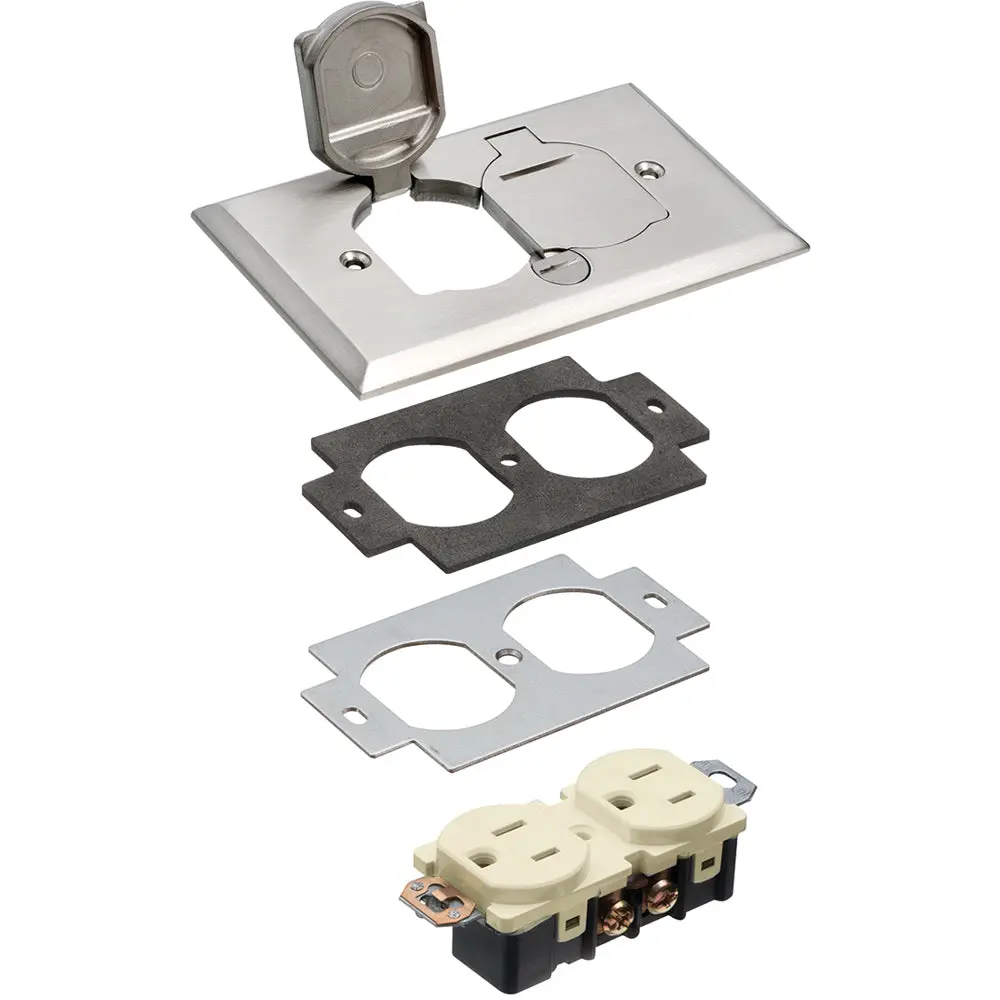 1 Gang Nickel Cover Kit - Arlington Metal Flip-Lid Cover 1