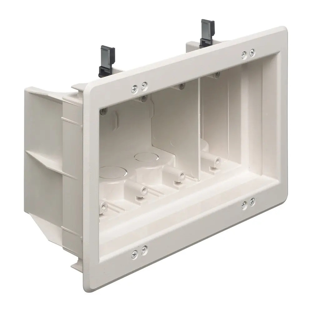 4 Gang Inset Outlet Wh - Arlington Recessed 4 Gang White Outlet 1