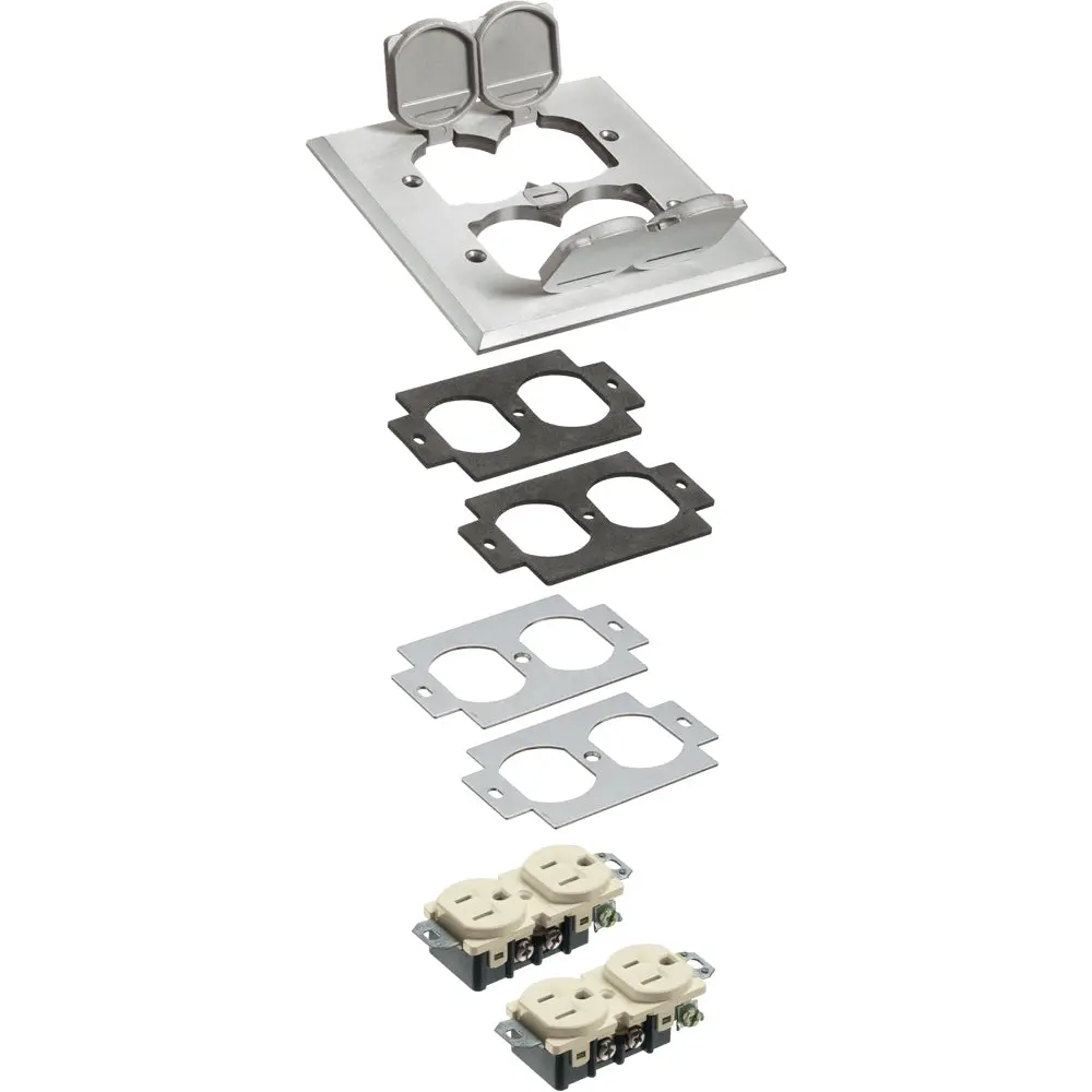 Arlington 2 Gang Mtl Cover Kit - Metal Covers With Flip Lids 1