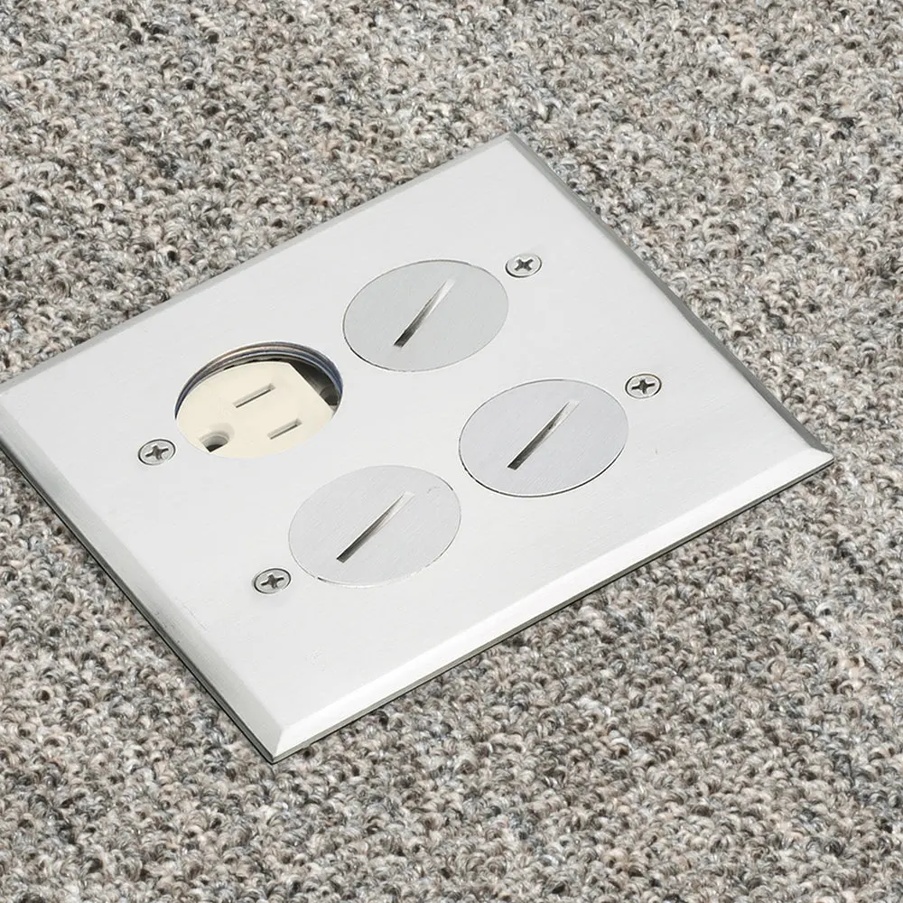 Arlington 2 Gang Nickel Fbox Kit - Steel Floor Box & Cover 1
