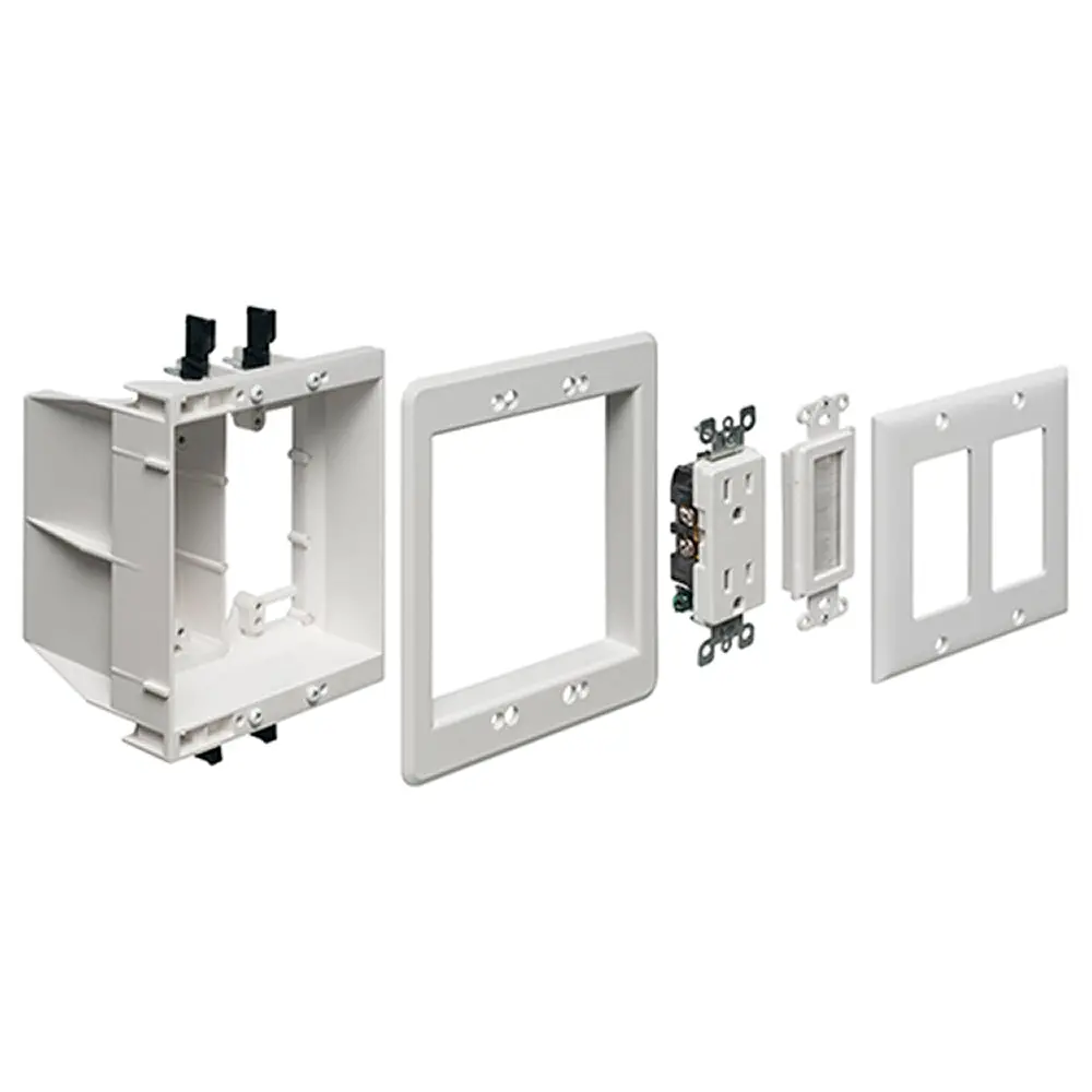 Arlington 2 Gang Tv Box Kit - Recessed Plastic For Power & Low Voltage 1