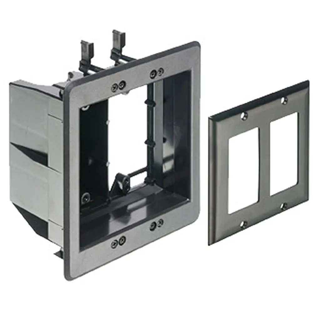 Arlington 2 Gang Tv Box - Recessed Plastic With Divider, Black 1