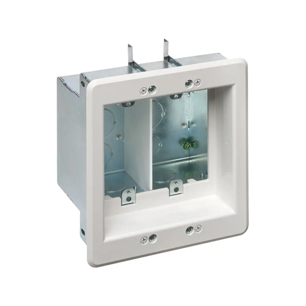 Arlington 2 Gang White Tv Box - Recessed Steel With Divider 1