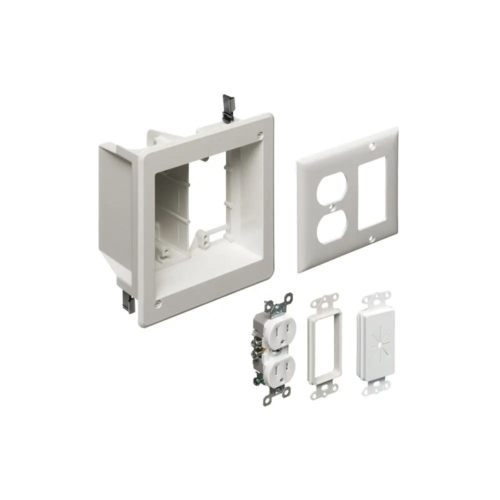 Arlington 2 Gang White Tv Bx Kit - Recessed Power & Low Voltage 1