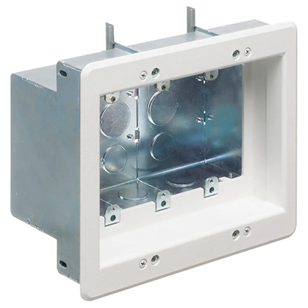 Arlington 3 Gang White Tv Box Steel - Recessed, Low Voltage Divider 1