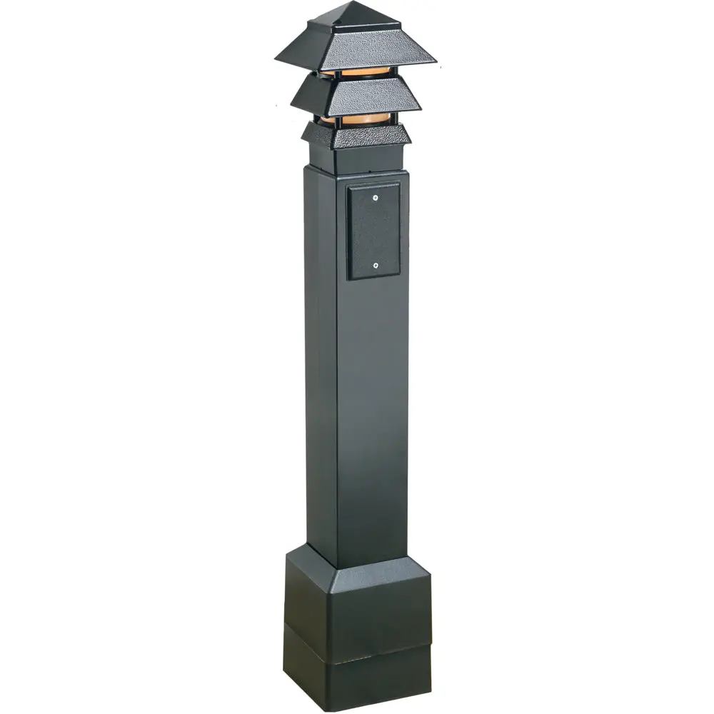 Arlington 35" Gardnpost Bollard Kit - Black, Pagoda Light 1