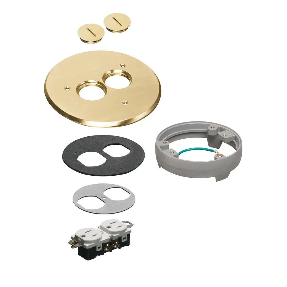Arlington 6" Brass Cvr Kit With Leveling Ring & Threaded Plugs 1