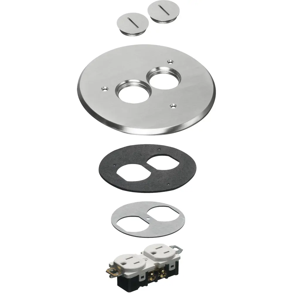 Arlington 6" Nickel Cover Kit 2 Tp - Round, 2 Threaded Plugs 1