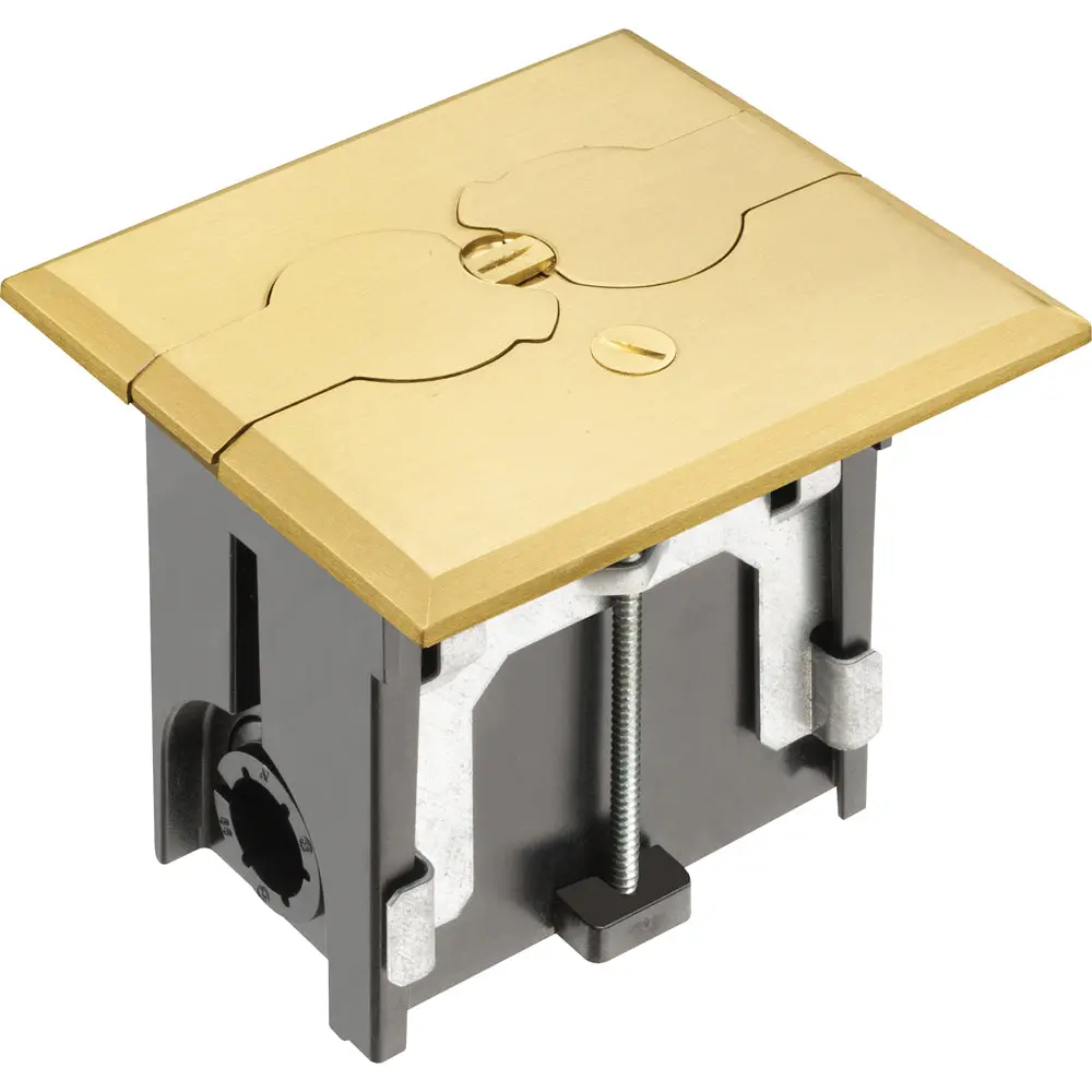Arlington Brass Floor Box - Flip Lids & Tamper Resistant Receptacle 1