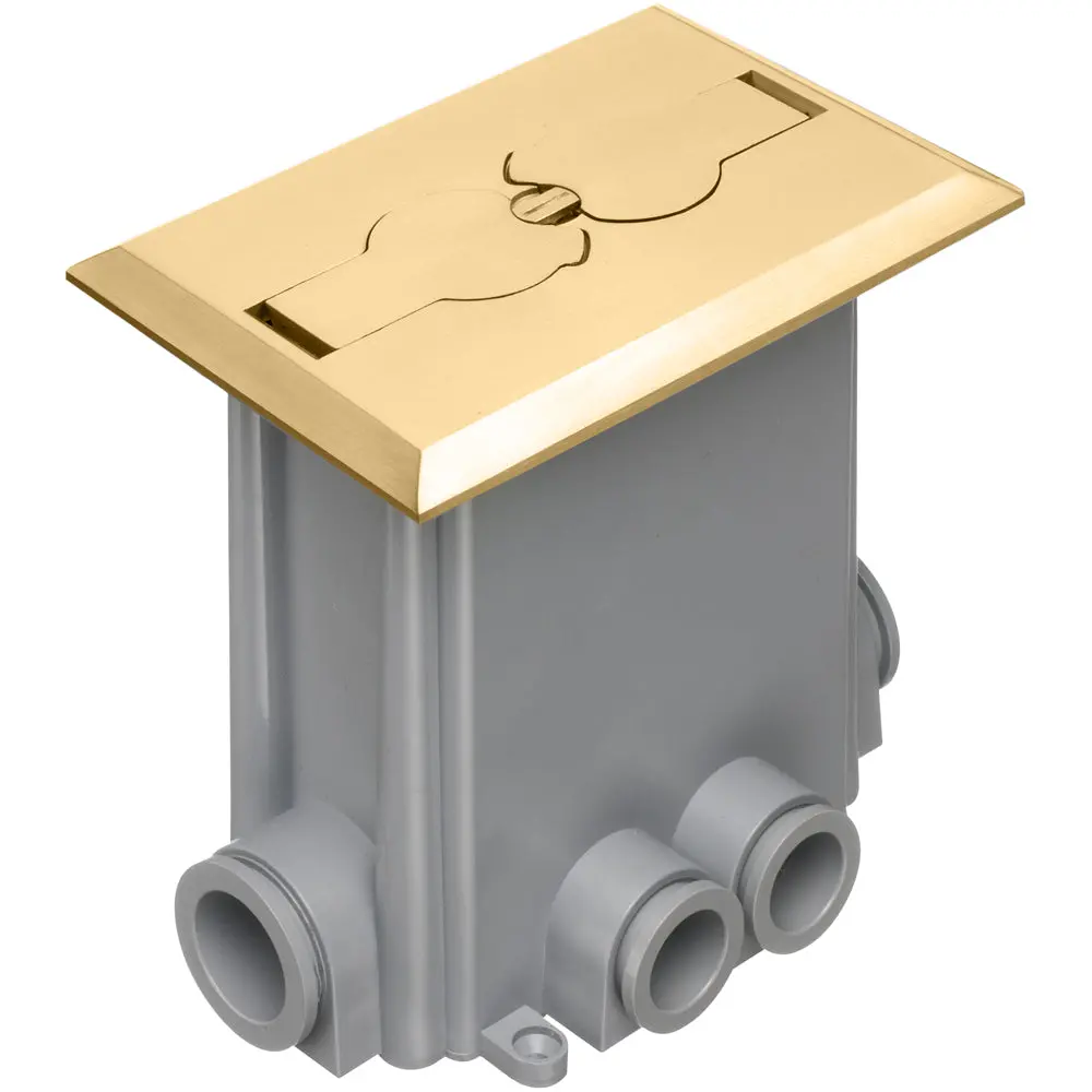 Arlington Brass Floor Box - Metallic Concrete Box With Flip Lids 1