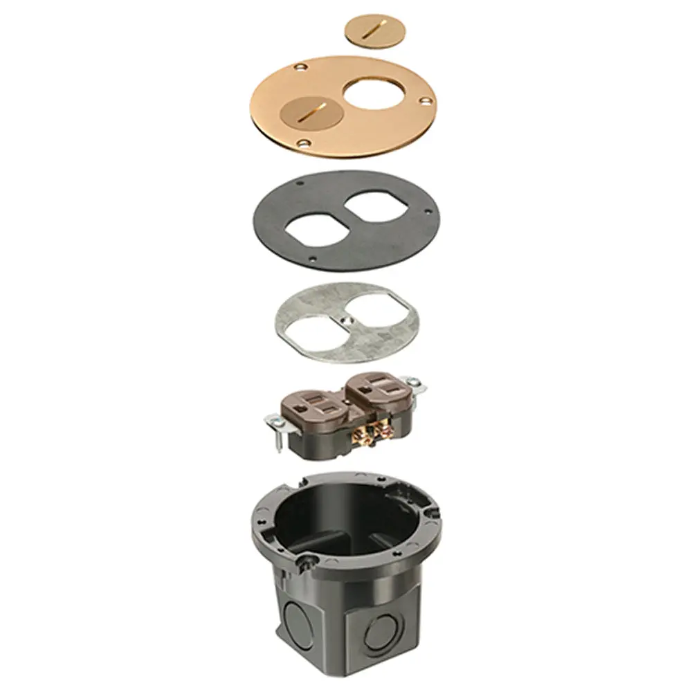 Arlington Brass Retro Floor Box Kit With Threaded Plugs 1