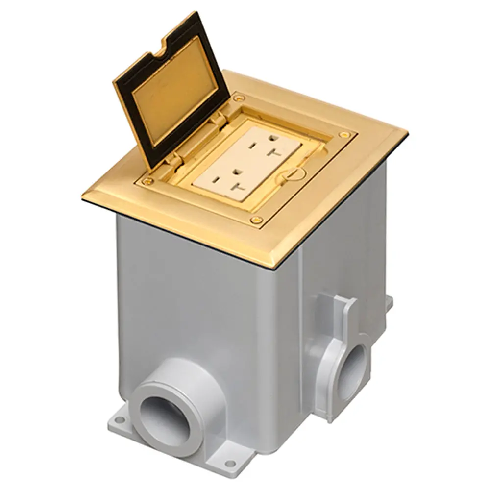 Arlington Brass Single Gang Floo Kit W/ Flip Lid & 20A Receptacle 1