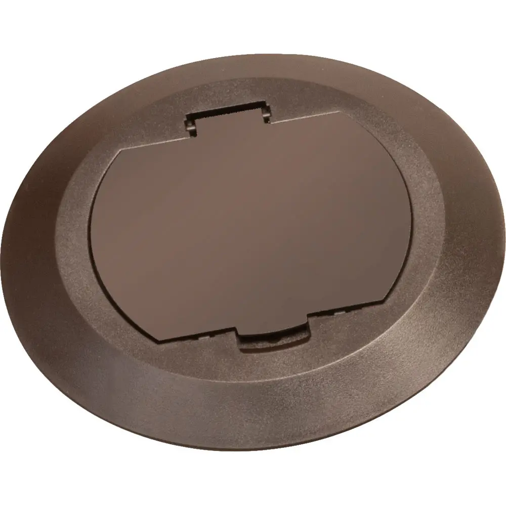 Arlington Brown Floor Box Cover - Round Plastic Kit With Flip Lid 1