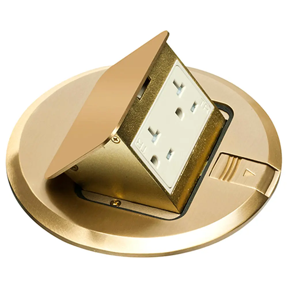 Arlington Brs Pop-Up Cvr W/Recpt 6" Round Brass 20 Amp Receptacle 1
