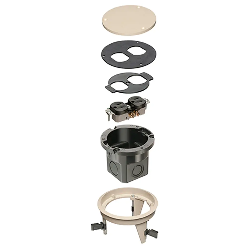 Arlington Dropin Floor Box Almnd - Non-Metallic Round Cover Kit 1