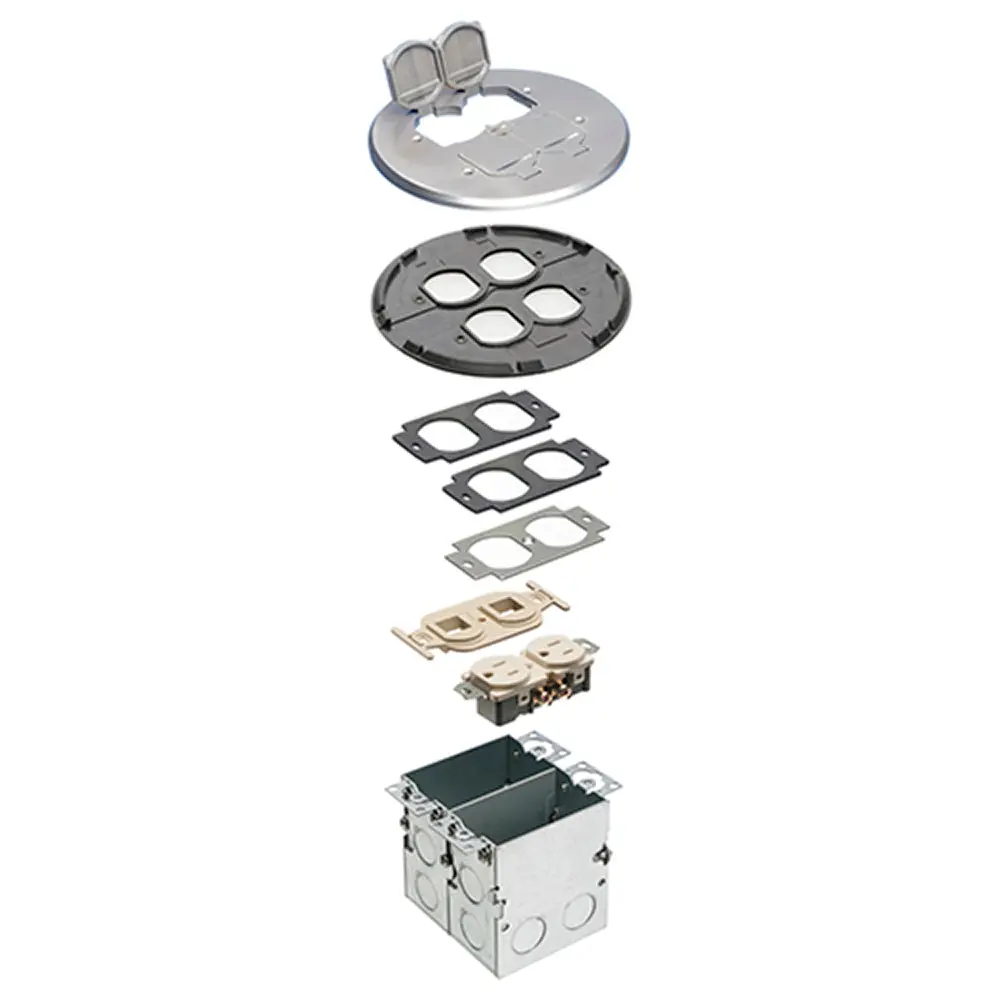 Arlington Rnd Nkl Fl Box 2G Flip - Floor Box Kit With Divider 1