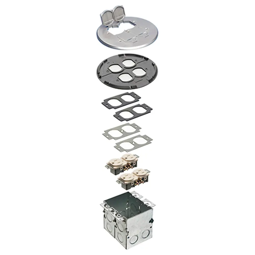 Arlington Rnd Nkl Floor Box 2G With Low Voltage Divider 1