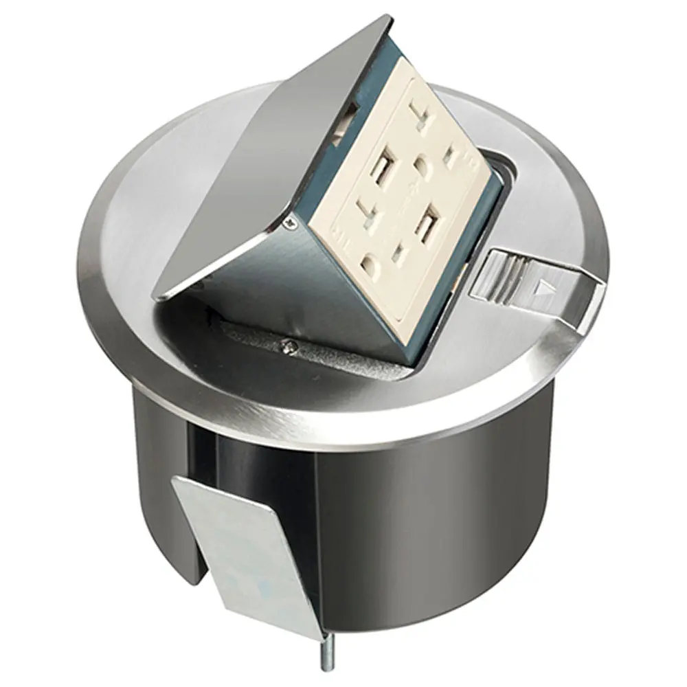 Arlington Rnd Trapdr With Nickel Cover, 2 Usb Ports - 20 Amp Decorator 1