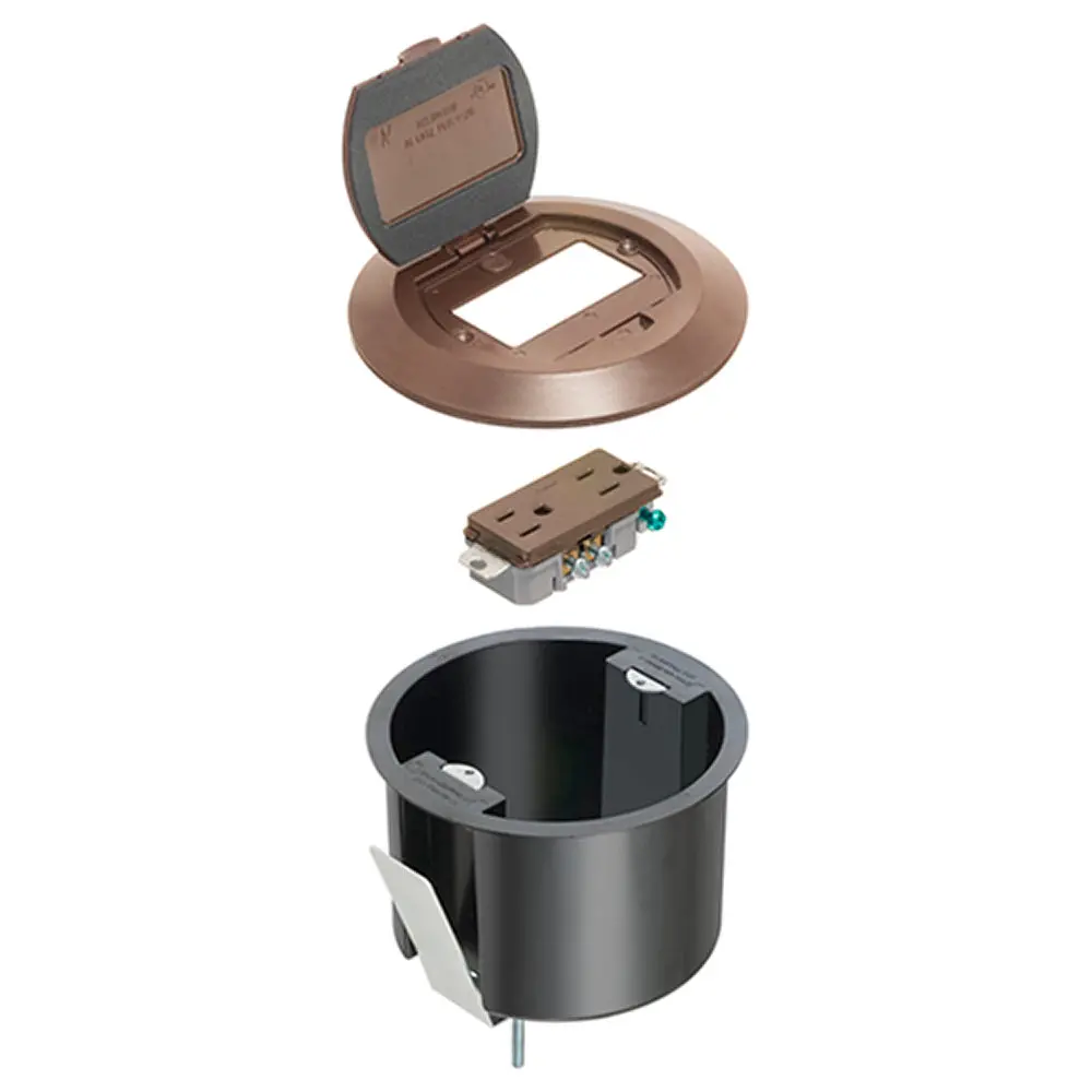Arlington Round Plastic Box W/ Bracket & Cover - Brown, 1 Piece 1