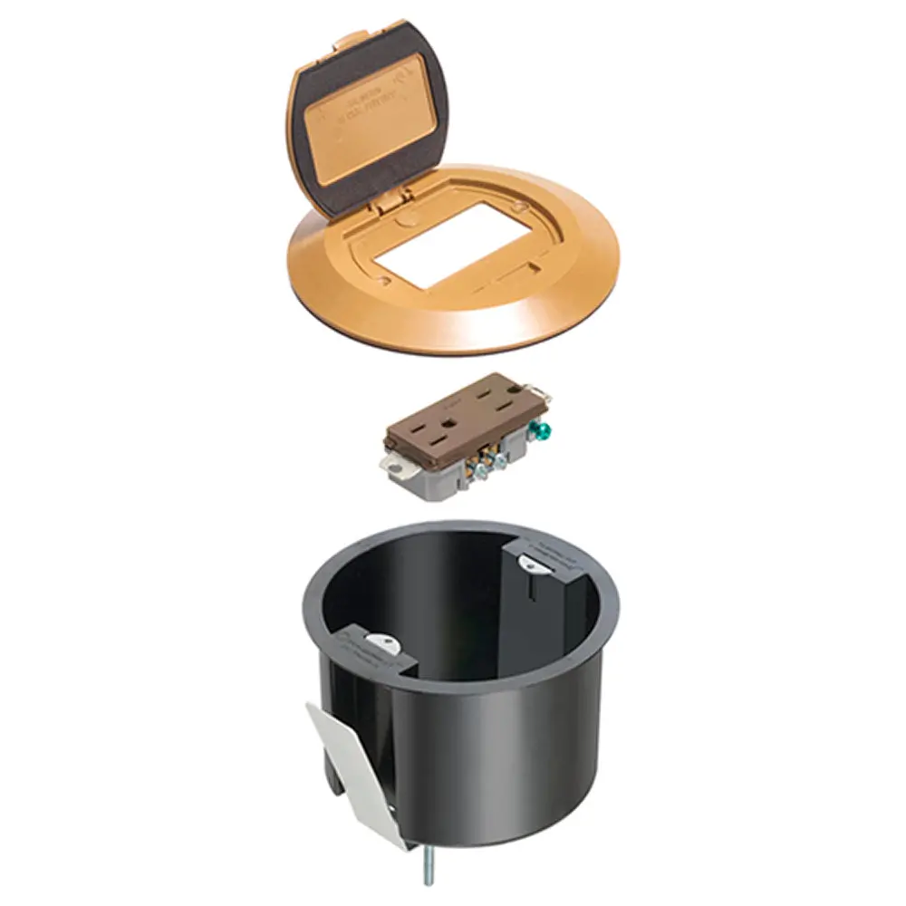 Arlington Round Plastic Box W/ C - Caramel Decorator Receptacle 1