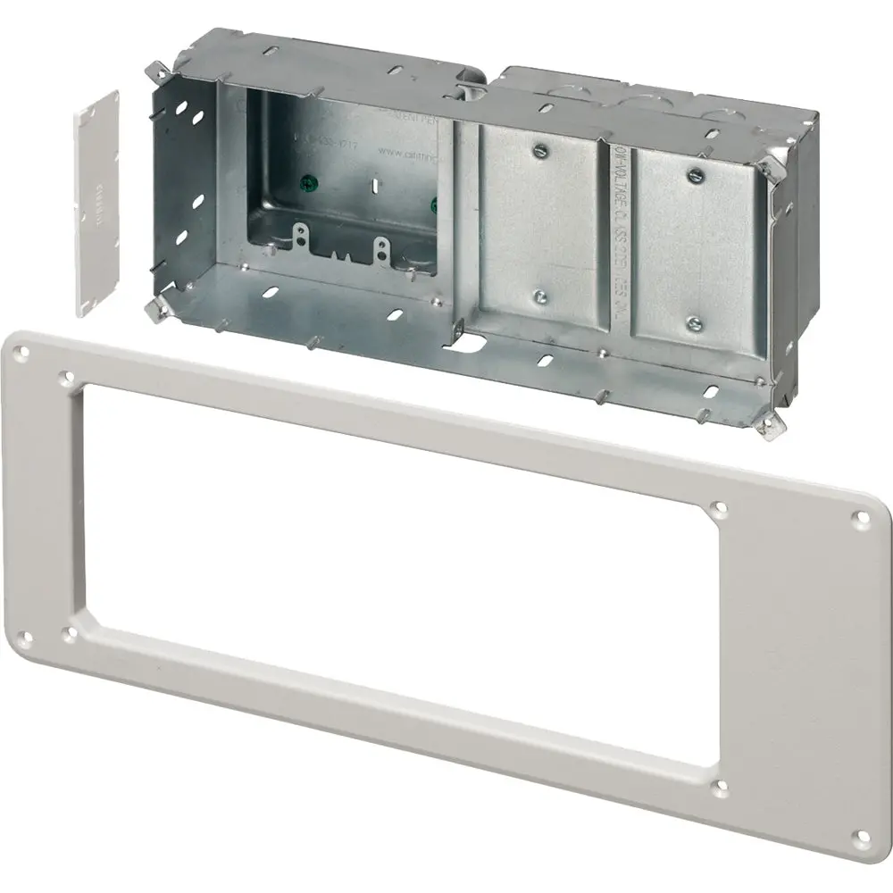 Arlington Steel Tv Box - White, Recessed, 4 Gang, Low Voltage Divider 1