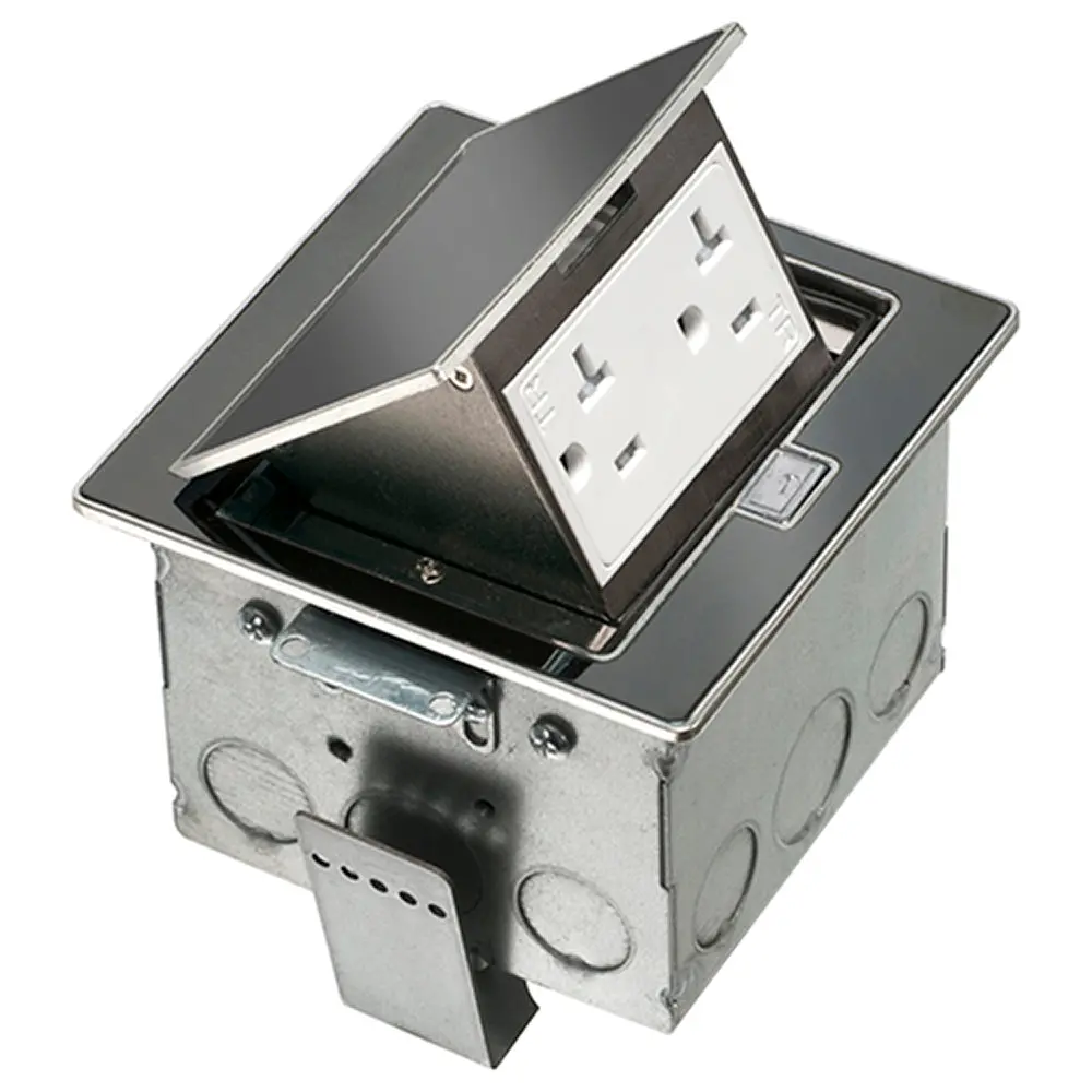 Arlington Trapdoor Countertop Box Stainless Steel, 20A Receptacle 1