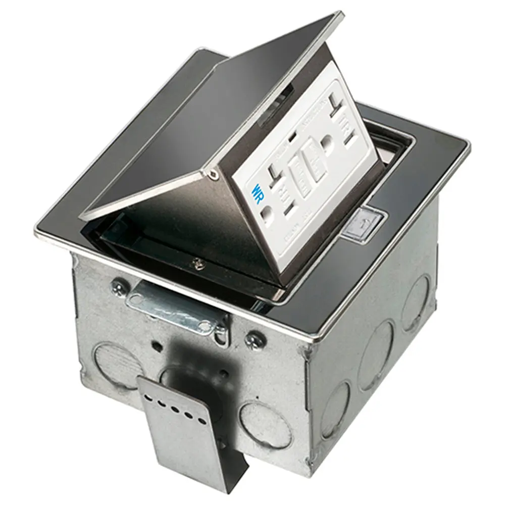 Arlington Trapdoor Countertop Box With Gasket - 20A Gfci Black 1