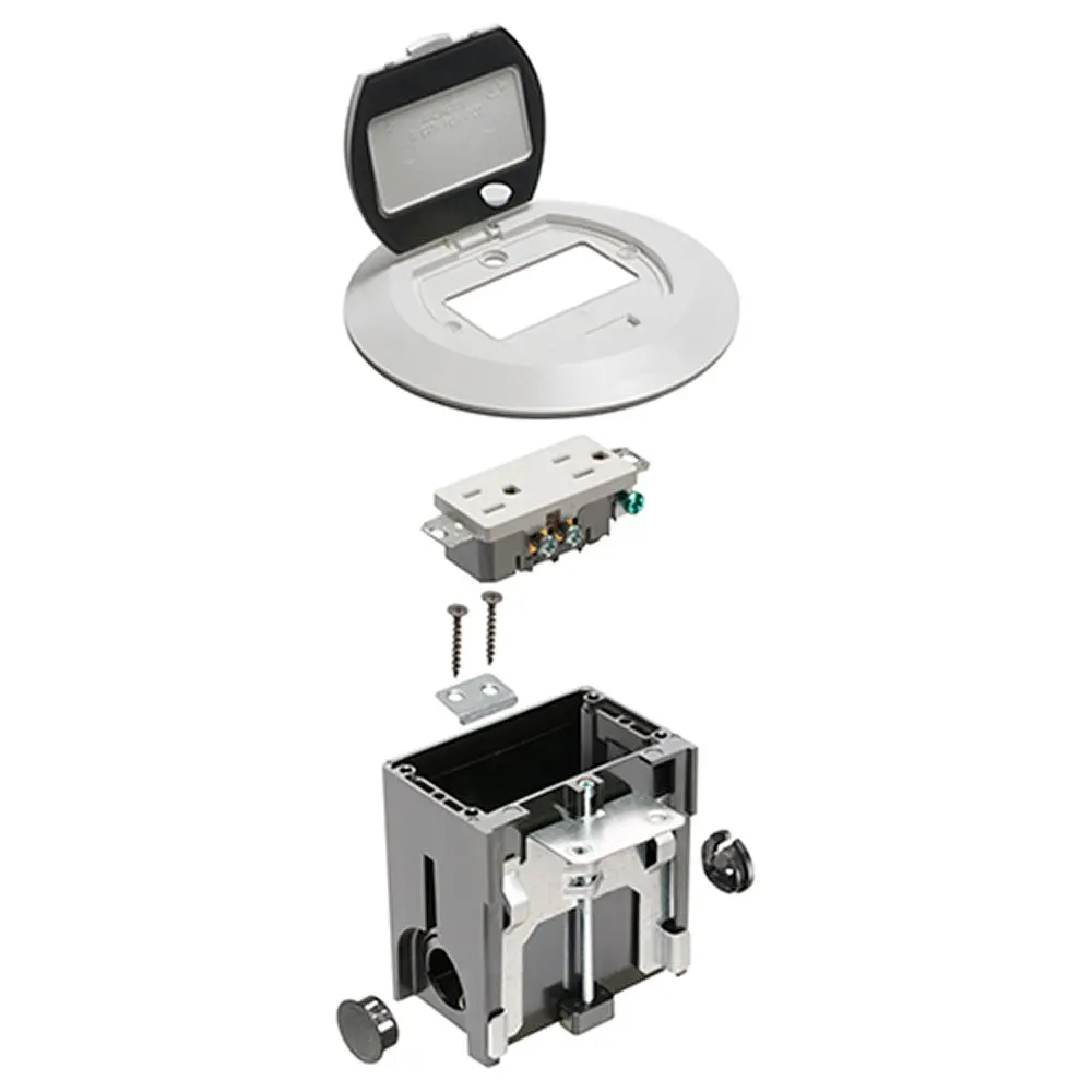 Arlington White Rd Adjust Fl Box - Non-Metallic Floor Box With Flip Lids 1