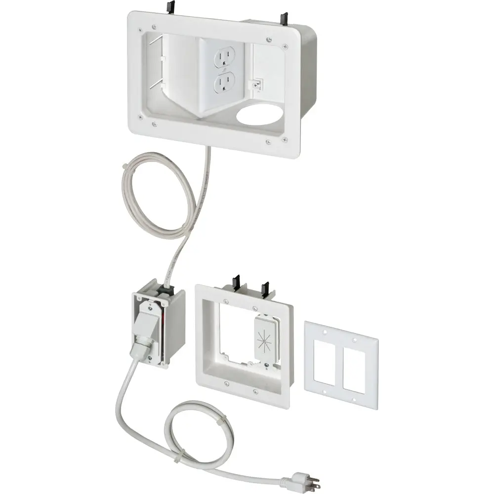Arlington White Tv Box - Angled Prewired Recessed Kit 1
