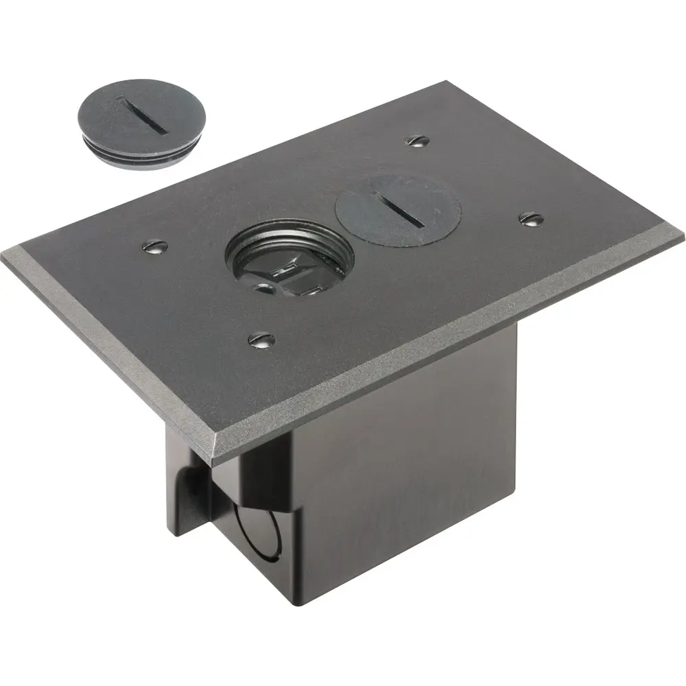 Black Retro Floor Box - Arlington Non-Metallic W/ Metal Covers 1