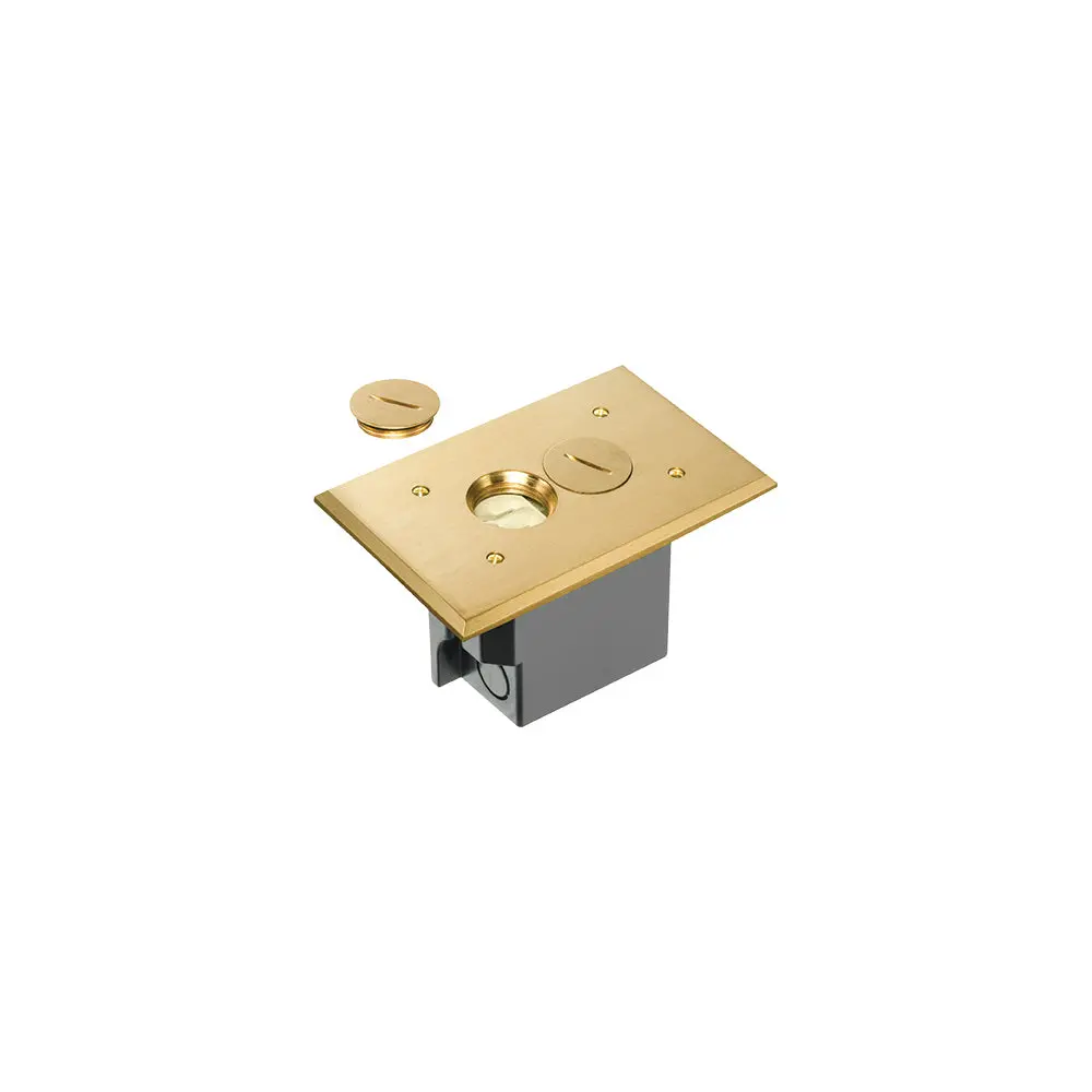 Brass Retro Floor Box /W Nm Box - Arlington Metallic Cover 1