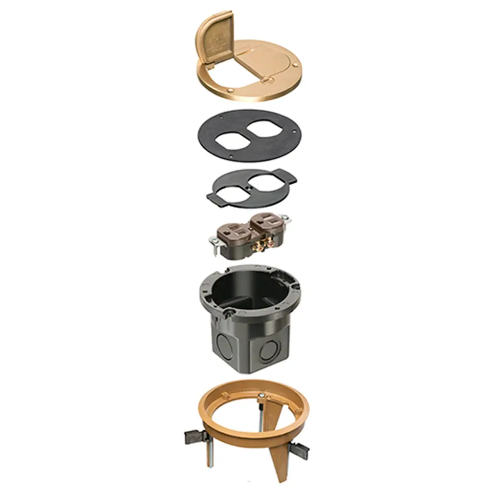 Dropin Floor Box Bronz - Arlington Brass Round Cover Kit 1