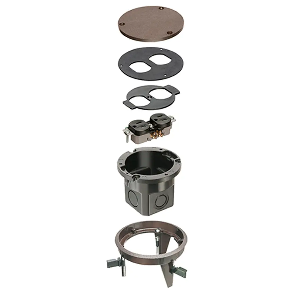 Dropin Floor Box Brown - Arlington Non-Metallic Round Cover Kit 1